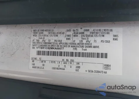 2021 Ford Transit-250 from USA, damaged, VIN 1FTBR1C82MKA66677